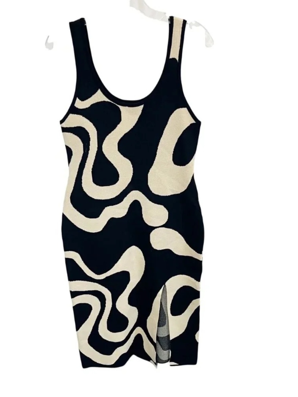 Cider Black and Cream Abstract Tank Midi Dress